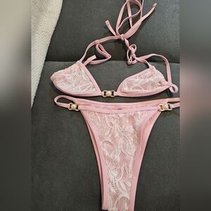 Pink Lace Bikini Set